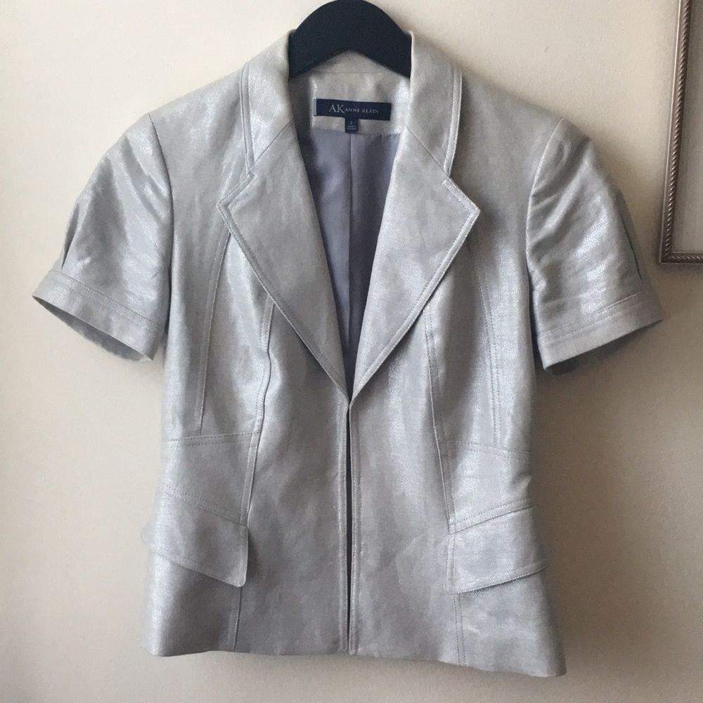 Metallic linen blend jacket